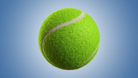 Tennis ball rolling looping video with no logo or text. Isolated on blue background. Tennis ball rolling with Luma Matte 3d 4K