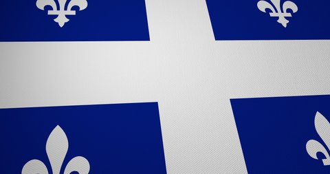 Full frame 3D animation of a flag of Quebec (Canada) waving.