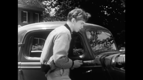 CIRCA 1957 - A jealous teenager slashes the tires of his ex-girlfriend's new date, and runs away when he's caught red-handed.