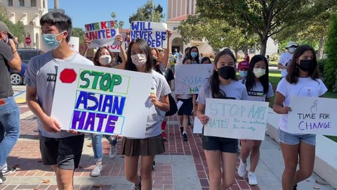 Congressmember Judy Chu speaks in front of young Asian Americans in a AAPI Youth Voices for Change Rally against discrimination and racism, in Pasadena, Calif., Saturday, June 26, 2021.