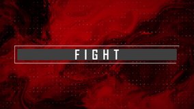 Animation of white text fight, in black banner, over red and black swirl background. vintage video game interface communication concept, digitally generated video. - Powered by Shutterstock - Get 15% off with code: PIKWIZARD15