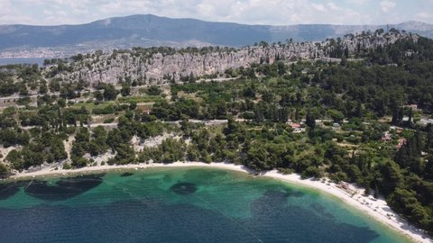 Split beach drone view. Croatia. Drone shot - Aerial view.