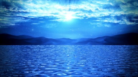 Moonlight over the Lake Waters - Landscape VJ Loop Background