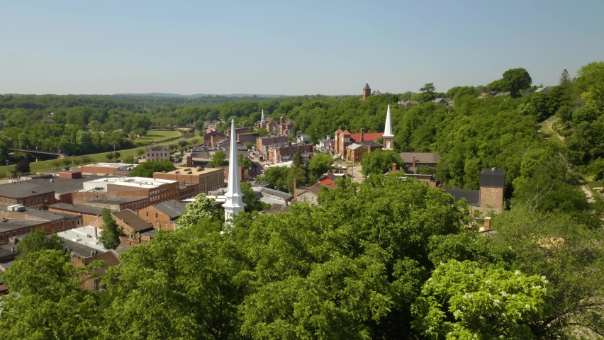 Beautiful Establishing Shot of Galena, Illinois on Summer Day
