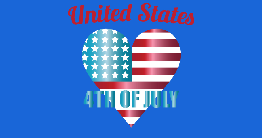 Animation of american flag heart and 4th of july text on blue circle and white background. patriotism, independence and celebration concept digitally generated video. | Shutterstock HD Video #1075021889