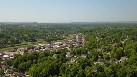 High Aerial View of Galena, Illinois in Summer