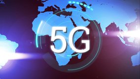 Animation of 5g text with globe and network of connections. global digital interface, technology and networking concept digitally generated video. - Powered by Shutterstock - Get 15% off with code: PIKWIZARD15