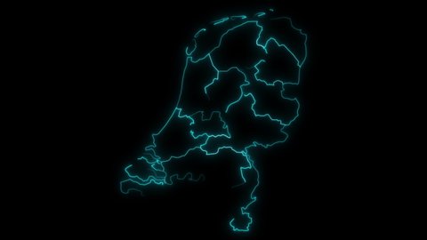Animated Outline Map of Netherlands with Provinces