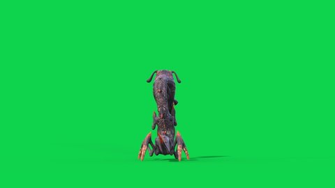 Cartoon Dragon Dog Green Screen Turn around Monster 3D Animation 4K