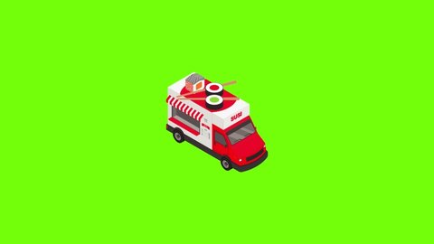 Sushi truck icon animation best object on green screen background