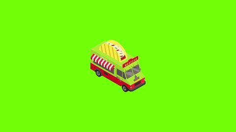 Mexican food truck icon animation best object on green screen background