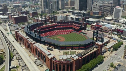 St. Louis , Missouri , United States - 06 13 2021: Busch Stadium, Home of the St. Louis Cardinals Major League Baseball Team. Push In Pan Down