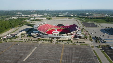 Kansas City , Missouri , United States - 06 13 2021: Aerial Establishing Shot of Kansas City Chiefs' Arrowhead Stadium