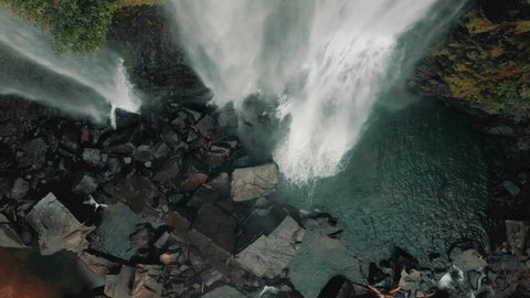 Top down View Of Nauyaca Waterfalls In Costa Rica - aerial drone shot
