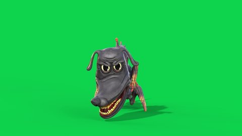 Cartoon Dragon Dog Green Screen Runcycle Monster Loop 3D Animation 4K
