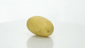 Potato food turning on white background