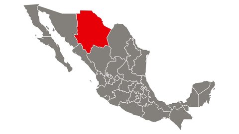 Chihuahua State Blinking Red Highlighted Map Stock Footage Video (100% ...