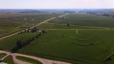 IOWA - CIRCA 2020s - Aerial drone footage midwest farm country, Iowa.