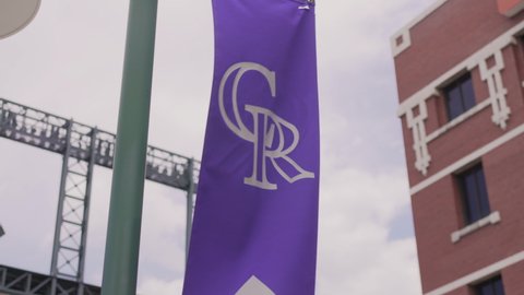 Denver, CO - June 9, 2021: MLB Colorado Rockies' team banner logo