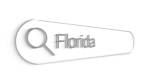 Florida Search Bar Close Up Single Line Typing Text Box Layout Web Database Browser Engine Concept.