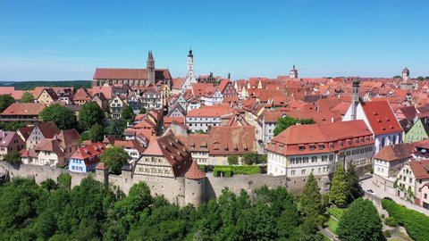 Rothenburg Ob Der Tauber, Germany. Aerial view of the medieval town. 