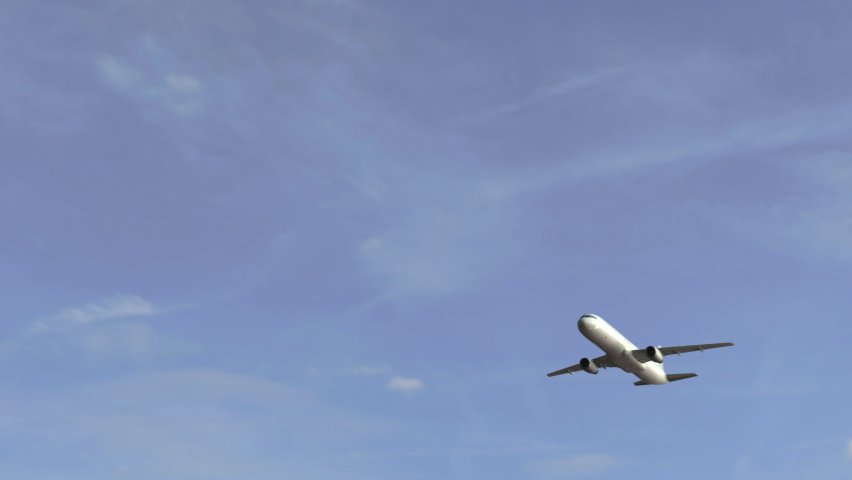 Airplane flies over Harbin city road sign