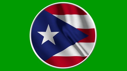 Puerto Rico Circular Flag Loop - Realistic 4K flag waving in the wind. Seamless loop with highly detailed fabric texture. Loop ready in 4k resolution