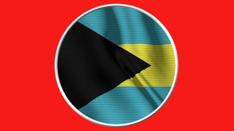Bahamas Circular Flag Loop - Realistic 4K flag waving in the wind. Seamless loop with highly detailed fabric texture. Loop ready in 4k resolution