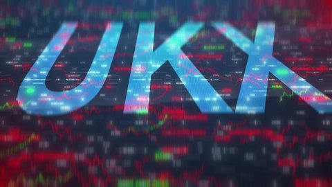 NEW YORK, USA - CIRCA 2019: UKX FTSE 100 Index listed on the London Stock Exchange - Editorial Animation Render