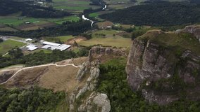 aerial view of Rock formation of Morro do Campestre in Urubici, State of Santa Catarina in Brazil.