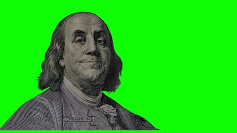 Benjamin Franklin nods approvingly over a dollar bill. Great character animation on money.