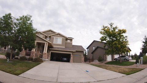Denver, Colorado, USA-July 19, 2020 - View of the typical suburban neighborhood on a summer morning.