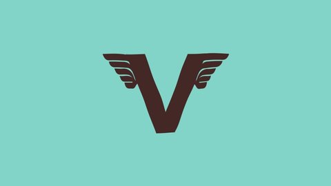V letter logo animation with medium cyan background