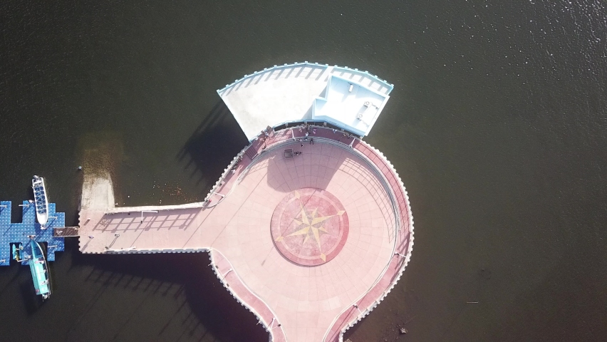 "Puerto El Triunfo" offers the best in landscapes and sunsets. Aerial view of the port and a beautiful sunset
