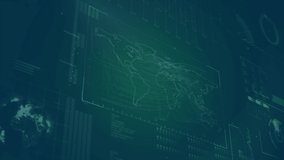 Round scanner over world map against digital interface with data processing on blue background. digital interface and technology concept - Powered by Shutterstock - Get 15% off with code: PIKWIZARD15