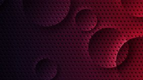Tech dark red abstract perforated motion background with glossy circles. Seamless looping. Video animation Ultra HD 4K 3840x2160