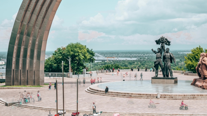Kiev, Ukraine. June 10, 2021. Time lapse view of the  People