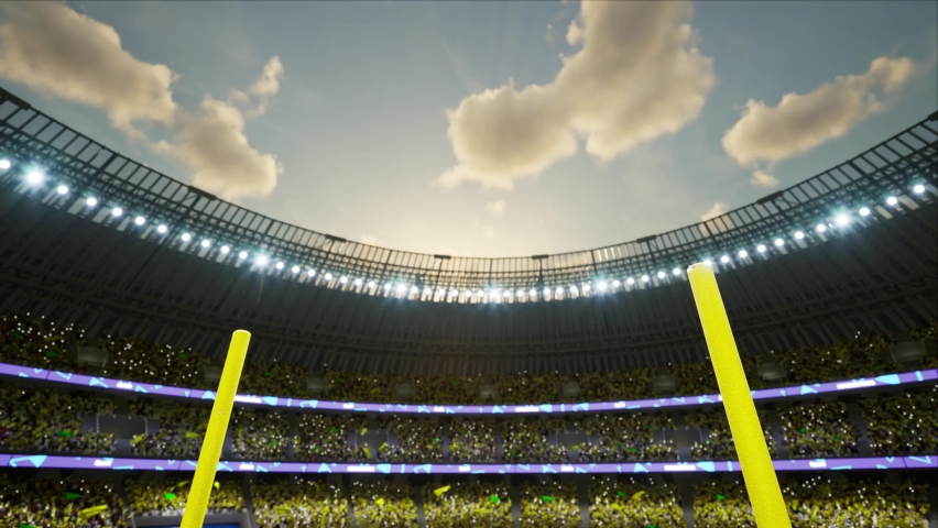 American football stadium with fans cloudy evening crowd waiting game clamping and waving flags  - Powered by Shutterstock - Get 15% off with code: PIKWIZARD15