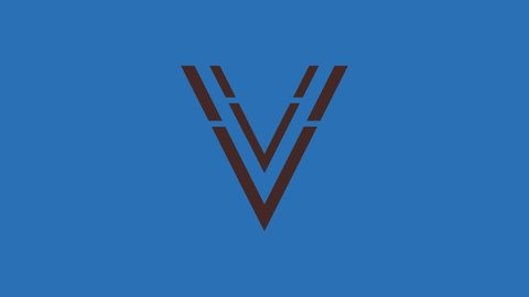 V letter logo animation with deep royal blue color background