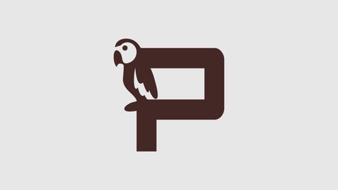 P letter parrot logo animation with white background for your company