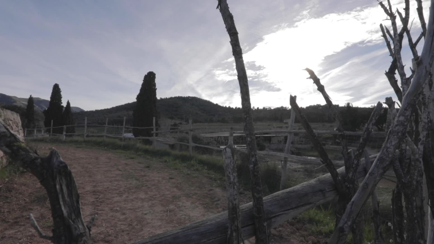 green farm landscape moving by wind and slider