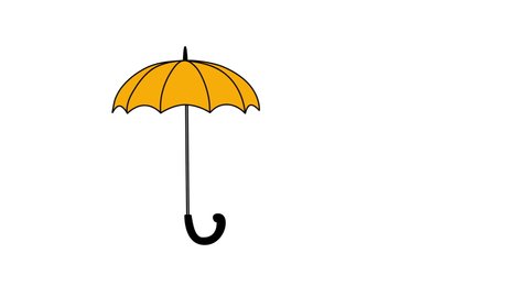 Yellow umbrella seamless loop animation. Alpha channel, luma matte. 2d element.