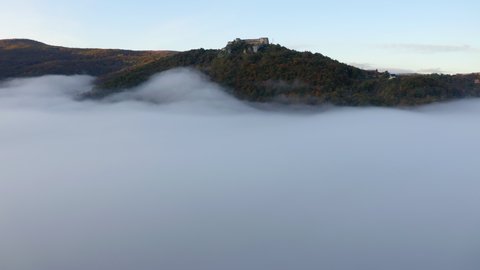 Aerial Shot Of Landscape Covered With Fog At National Park - Una National Park, Bosnia and Herzegovina