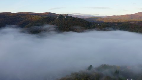 Aerial Shot Of Beautiful Landscape Covered With Fog At National Park - Una National Park, Bosnia and Herzegovina