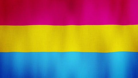 Pansexuality flag is waving. Pansexual flag waving in the wind. Pan Pride Symbol flag background 3d animation. Sign of Rainbow seamless loop animation. Pansexual Rainbow Pride Flag LGBT High quality 4