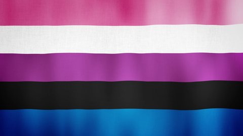Gender Fluid flag is waving. Pride flag background 3d animation. LGBT sign seamless loop animation. LGBTQ+ Pride flag close up in high quality 4K resolution.
