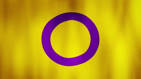 Intersex flag is waving. Pride flag background 3d animation. LGBT sign seamless loop animation. LGBTQ+ Pride polygender flag close up in high quality 4K resolution.