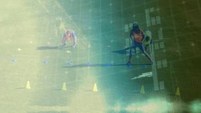 Animation of data processing over football players. global sports, digital interface, technology and networking concept digitally generated video. - Powered by Shutterstock - Get 15% off with code: PIKWIZARD15
