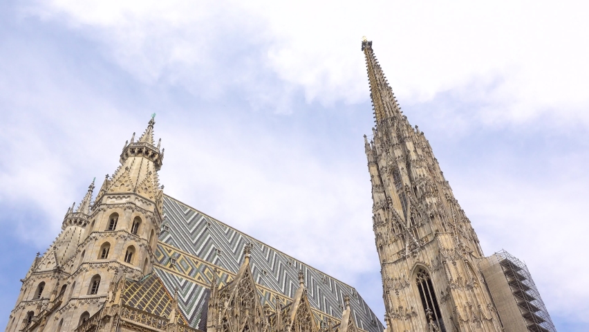 Vienna , Austria - 06 09 2021: Tilt down from St. Stephen