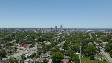 Beautiful Establishing Aerial Shot of Omaha Skyline in Midwestern USA
